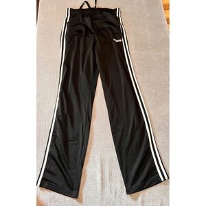 Adidas Black White 3 Stripe Track Pants Athletic Casual Size MT